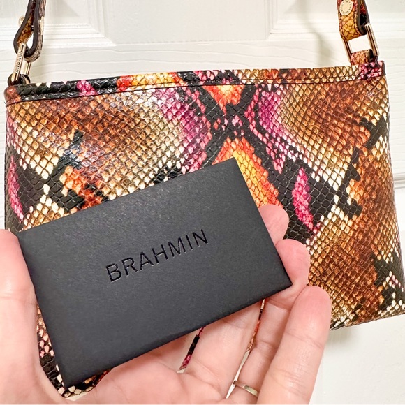 Brahmin Lorelei Snake Embossed Leather Orange Marmalade Shoulder Bag NWT